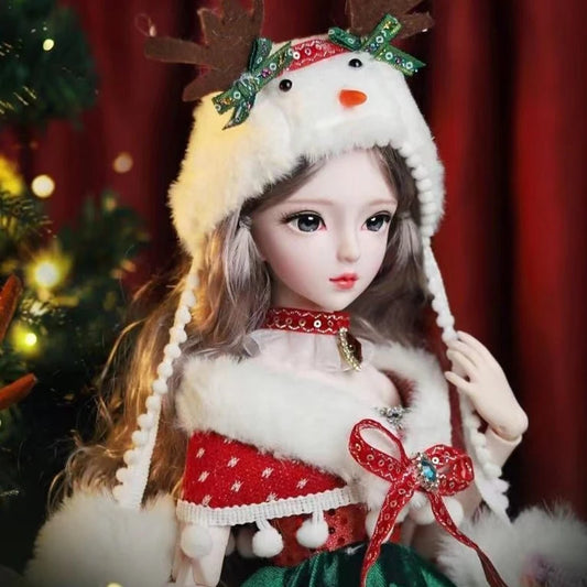 60CM BJD Doll 1/3 Ball Jointed Doll Cute Madeup Face Full Set With Christmas Suit DIY Toys Gift For Girl Figures Dolls