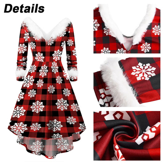 Christmas Dress Women Costumes 2023 Bodycon Elegant Vintage Cosplay Party Long Dresse for Female Clothing Sexy Big Skirt