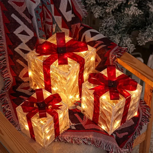 Three Sets Of Christmas Luminous And Exquisite Decorative Lights, Detachable Gift Box And Lighting Fixture,Christmas Decorations
