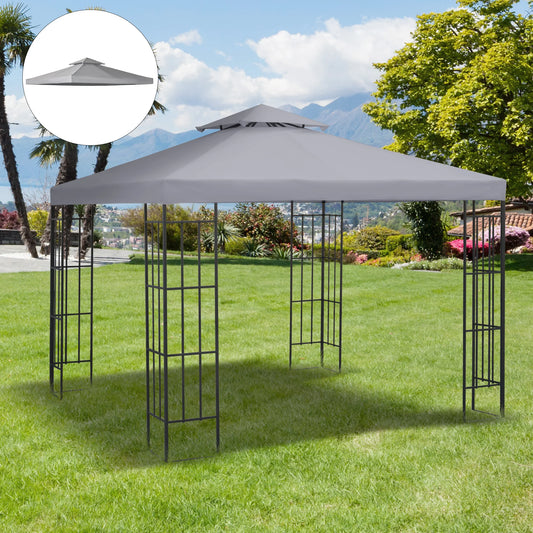 9.84' Square 2-Tier Gazebo Canopy Top Replacement, Light Grey