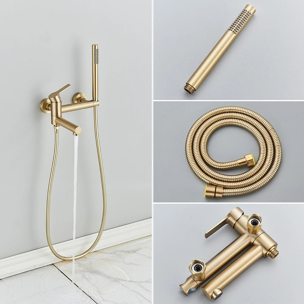 Uythner Bathtub Faucet With Hand Sprayer Shower Faucet Wall Mount Hot Cold Water Mixer For Bathroom Bath Shower Set System