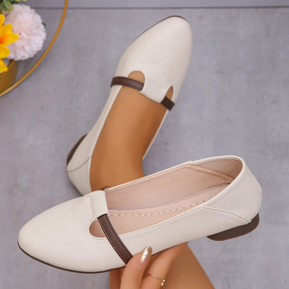 Women's Shoes 2024 Hot Sale Shallow Women's Flats Fashion Pointed Toe Dail Flats Women High Quality Plus Size Flat Low Heels
