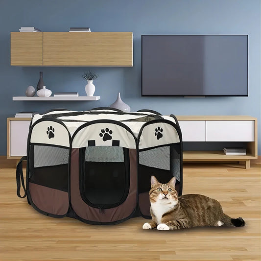 Portable Foldable Pet Tent Kennel Octagonal Fence Puppy Shelter Easy To Use Outdoor Easy Operation Dog Cages Cat Fences