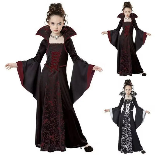 Halloween Witch Vampire Cosplay Costume for Kids Girls Disfraz Carnival Dress Up Party Mujer Children's Performance Clothing