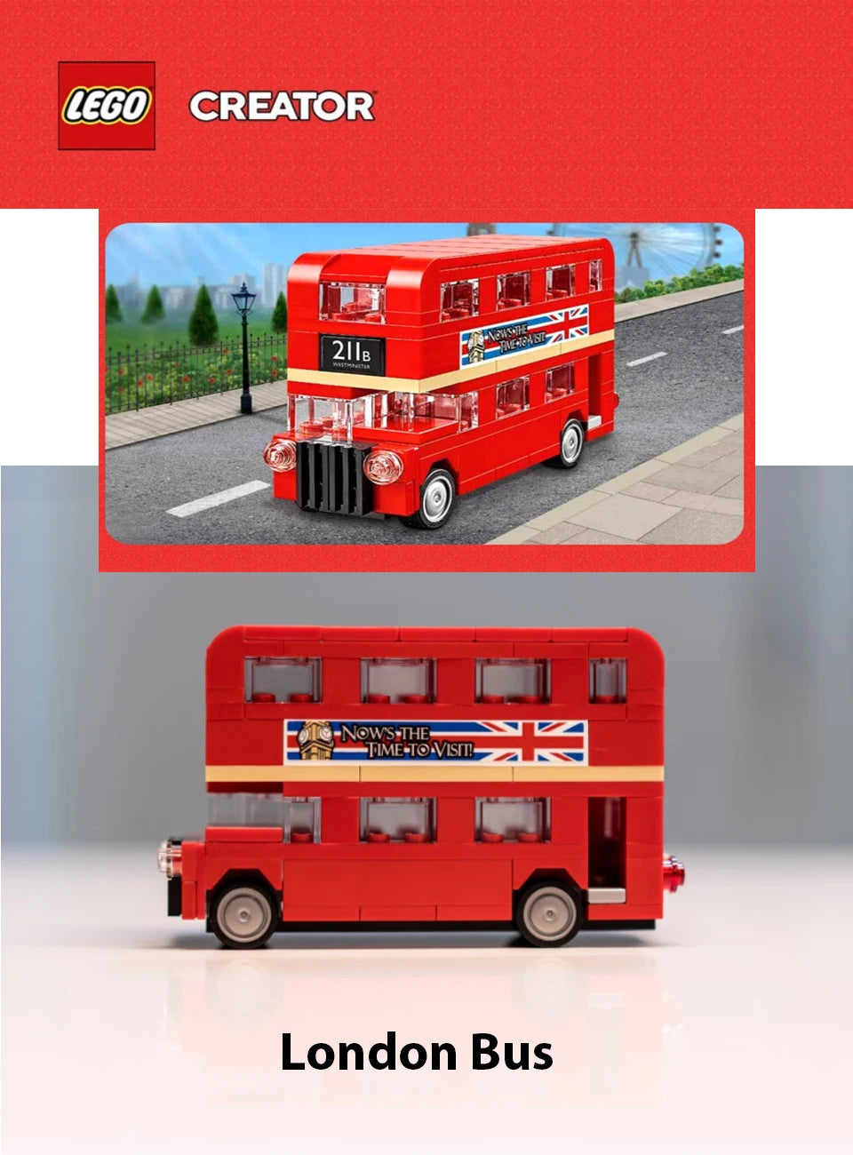 LEGO 40220 Creator Double Decker London BusBuilding Blocks Bricks Toy for Kids Children's Day Birthday Gift (118 Pieces)