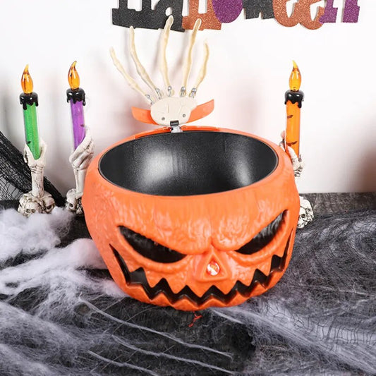 Halloween Electric Toy Candy Bowl with Jump Skull Hand Scary Eyes Party Creepy Decoration Haunted Skull Bowl Ktv Bar Horror Prop