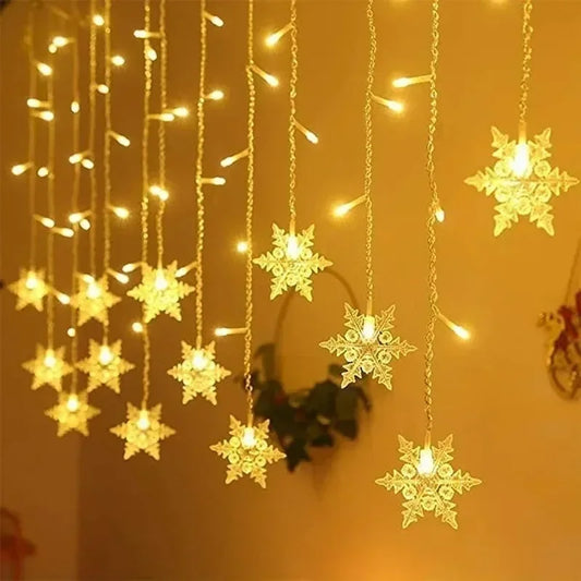 Christmas Snowflakes LED String Lights Flashing Fairy Curtain Lights Waterproof For Holiday Party Wedding Xmas Decoration