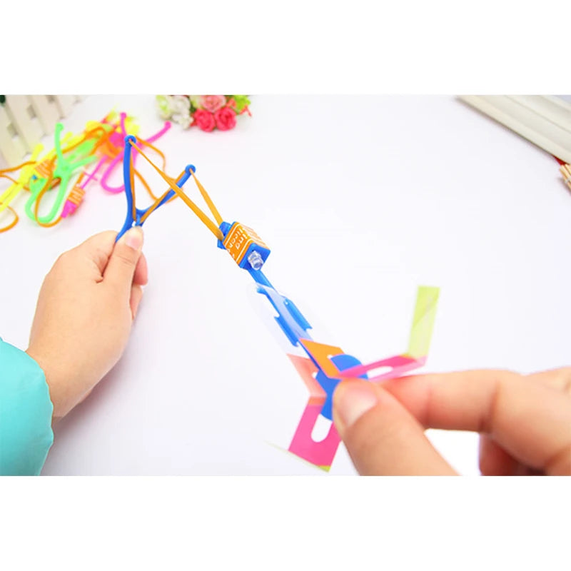 Amazing Light Toy Arrow LED Light Toys Outdoor Party Fun Gift Rubber Band Catapult Glow In The Dark Rocket Helicopter Flying Toy