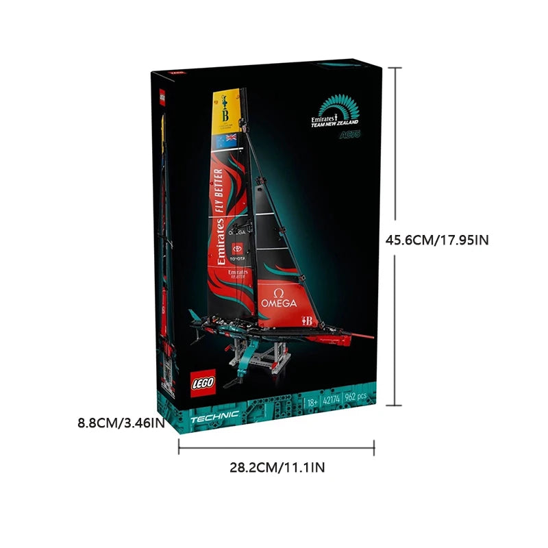 42174 Lego Emirates Team New Zealand AC75 Yacht,Racing Boat Model for Sailboat Lovers,Gift for Boys and Girls