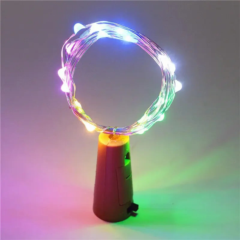 Solar Bottle Lights Battery-Operated Garlands Fairy Festoon LED Light Cork Shaped for Christmas Home Wedding Party Decoration