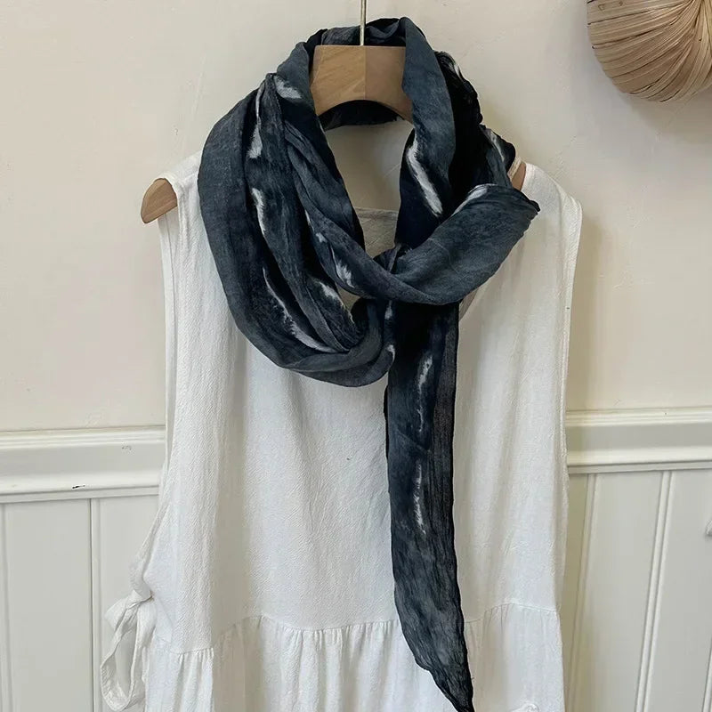 VREOVOR Tie-dye Scarf New Literary Style Thin Spring and Summer Shawl Clothing Outer Shawl Retro Fashion Trend
