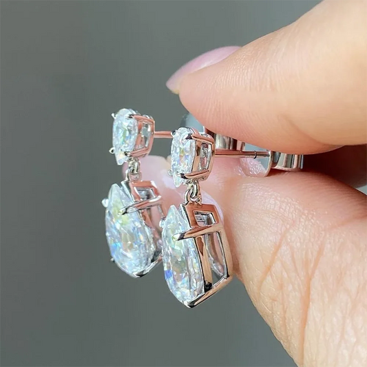 7 Carat Luxury Pear Cut Full Moissnite Drop Earrings for Women S925 Silver Water Drop Diamond Earring with GRA Certificates