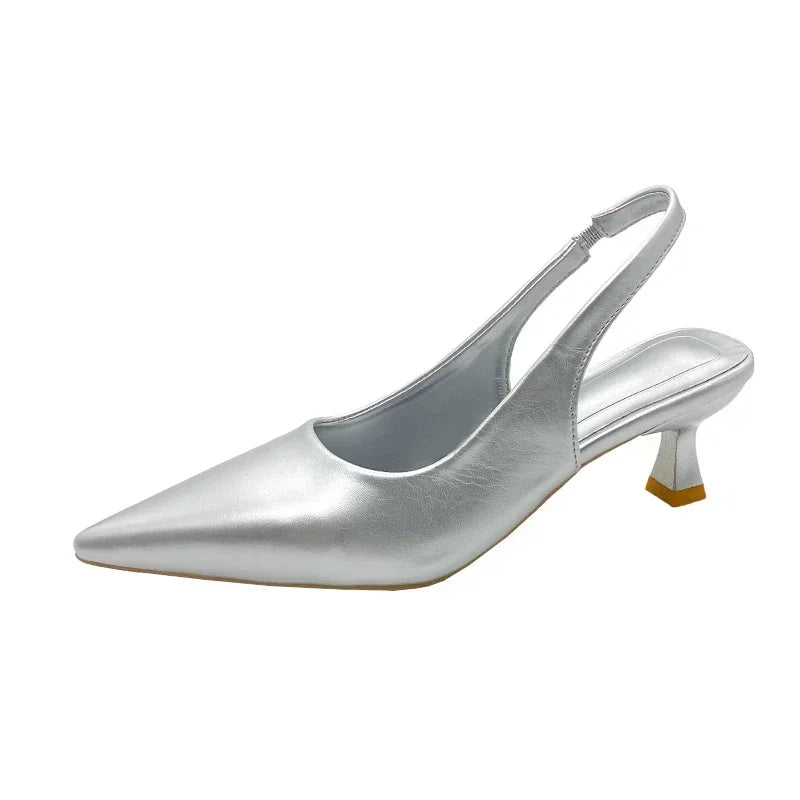 EtherealBe Mid Heel Pointed Toe Slingback Shoes