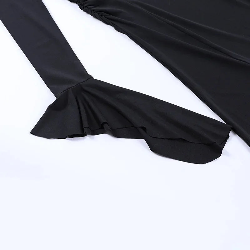 Cosplay Wednesday Dress Lady Halloween Costume for Women Sexy Long Fishtail Skirt Female Pagoda Sleeve Christmas Family Part # 1