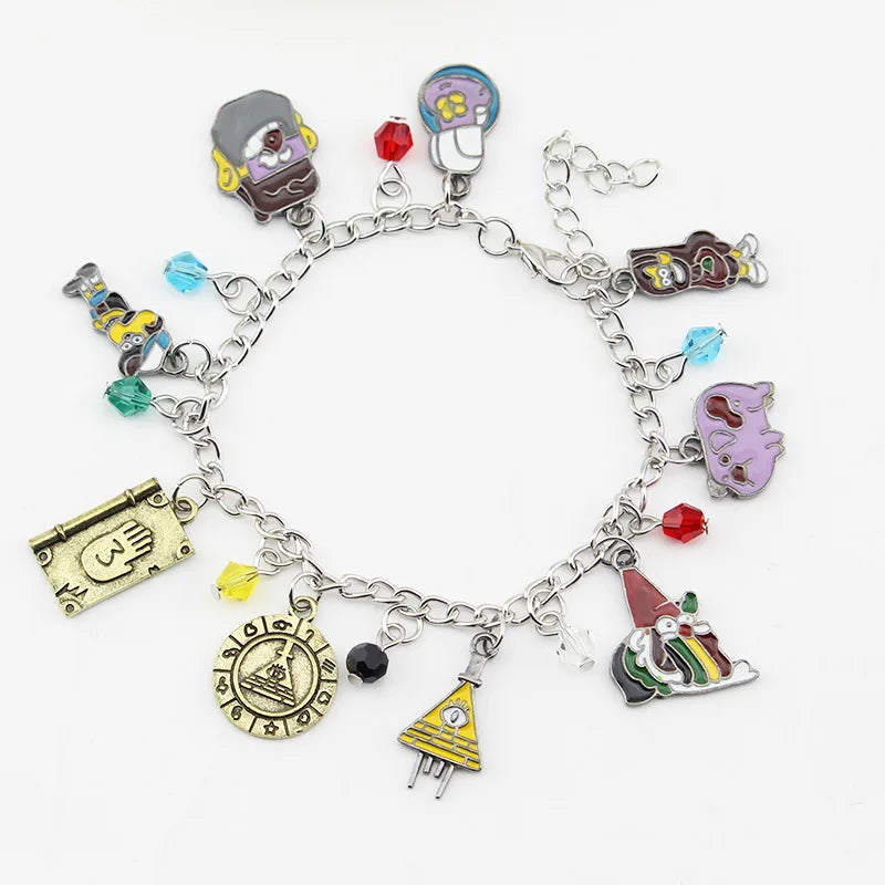 Adventure Animation Gravity Falls Enamel Charm Bracelet Comedy Anime Cartoon Metal Jewellery Accessory Children Gifts