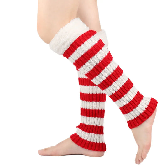 Winter Warm Women Leg Warmers Fashion Stripe Autumn Knitted Foot Cover Fleece Crochet Arm Warmer Heap Socks Boot Cuffs