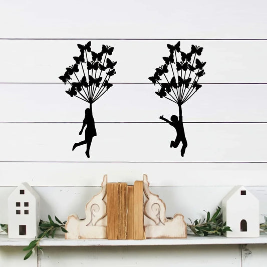 1pc Butterfly Theme Home Decor, Wall Art Decorations, Indoor Livingroom Black Classic Room Decor Metal Wall Hanging Decoration