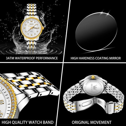 OLEVS Luxury Quartz Watch for Women Stainless Steel Elegant Women's Watches Luminous Waterproof Original Fashion Lady Wristwatch