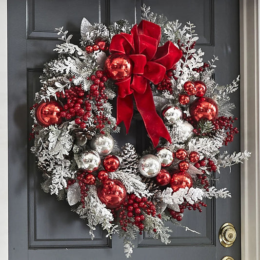 Christmas Wreath For Front Door Christmas Door Wreath Red Ball Ornaments For Door Window Mantle Indoor Outdoor Christmas Decorat