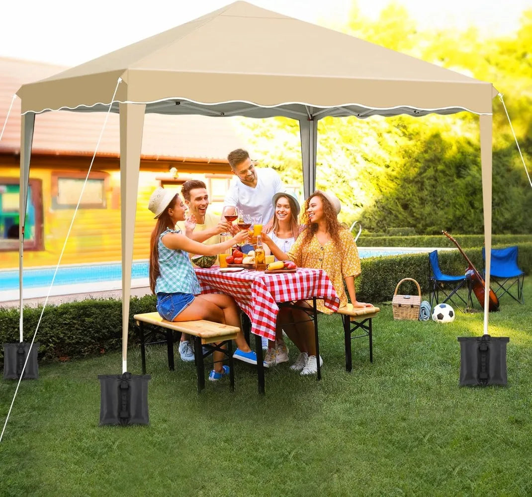 10x10FT Pop Up Canopy with 4 Sidewalls, Ez Up Commercial -Series Instant Canopy Tent, Outdoor Portable Gazebo with Wheeled Bag