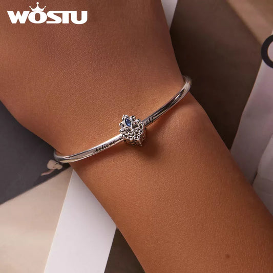 WOSTU 925 Sterling Silver Evil Eyes Charms Fatima Hand Hamsa Vintage Pendants For Women Heart Beads Fit DIY Bracelets Necklaces