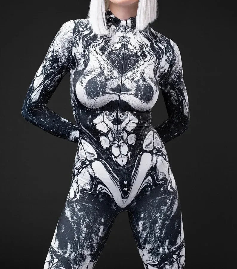 Cosplay Costume Female Woman Sexy Suit Color Element Blue Muscle Halloween Bodysuit Adults High-waisted Sports Jumpsuit