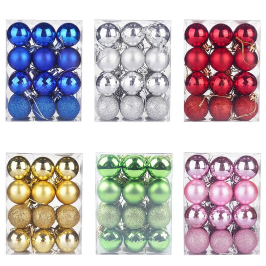 24Pcs Christmas Ball Pendent Decoration Xmas Tree Gold Glitter Hanging Ornament Ball Home Xmas Party Decor Navidad Gift Supplies