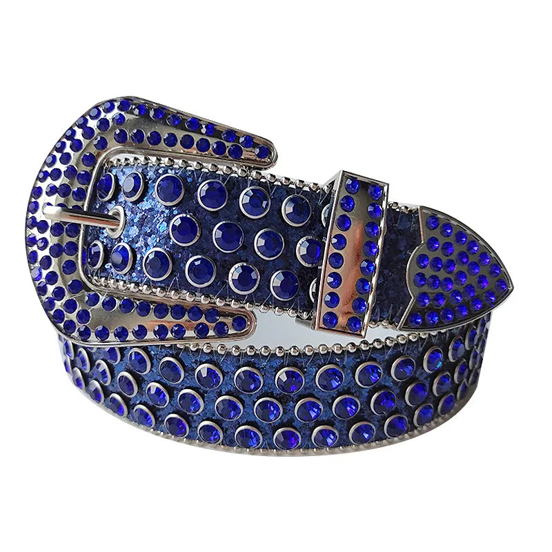 Decorative Women's Belt BB Simon Diamond Fashion Western Belt Full Diamond Embedding PU Wide Crystal Diamond Be