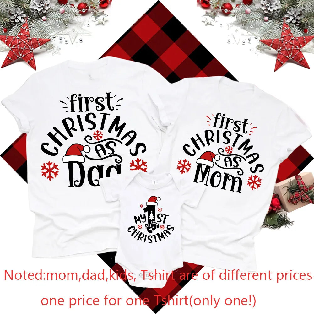 Family Matching Outfits Christmas Print Dad Mom Baby Romper Family Clothes Christmas Family Gift Set
