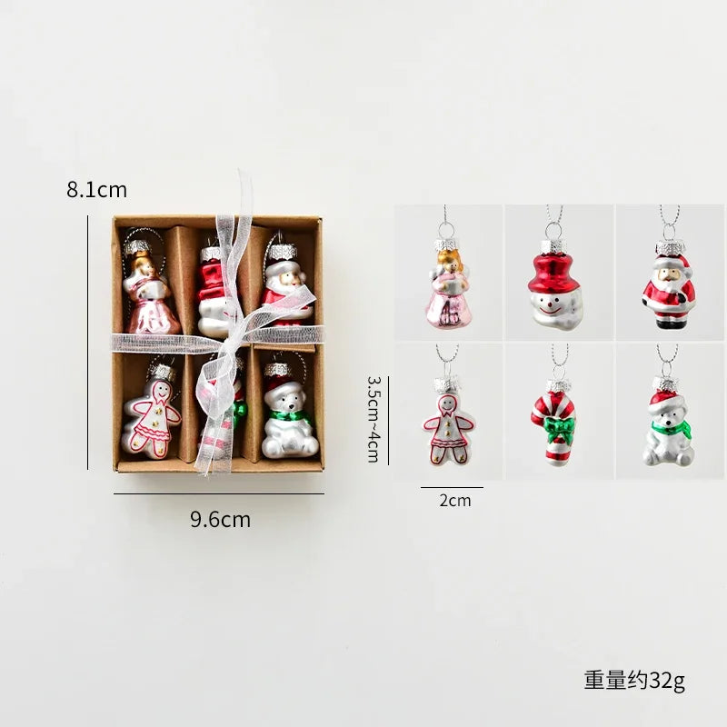 Christmas Set Glass Gingerbread Man Christmas Tree Ornaments Christmas Window Display Living Room Decorations Christmas Gifts