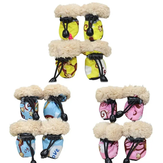 4PCS Dog Shoes Winter Super Warm Cotton Shoes Anti Slip Dog Boots Dogs Paw Protectors Puppy Shoes Pet Product Dog Accessories