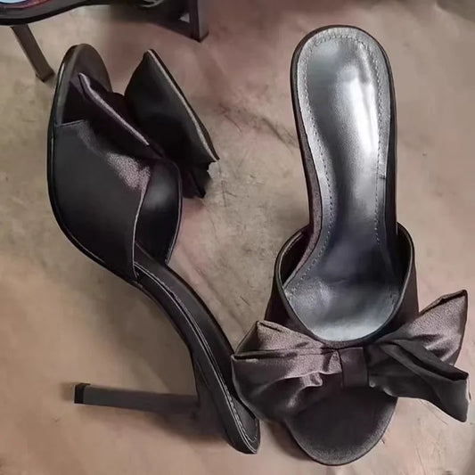 Women's Shoes 2025 Fashion Horseshoe Heel Women's High Heels Summer Sexy High Heels Bow Tie Shoes Ladies Zapatos Mujer