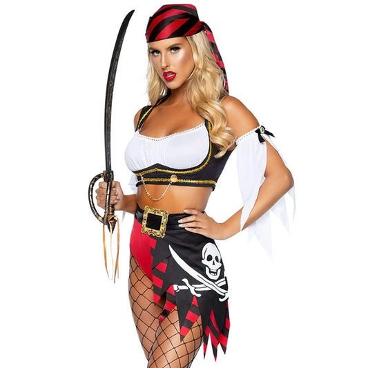Cosplay Pirate Skirt for Women Sexy Costumes Halloween Christmas Holiday Carnival Party Clothing Lady Bra Underwear Set Pant