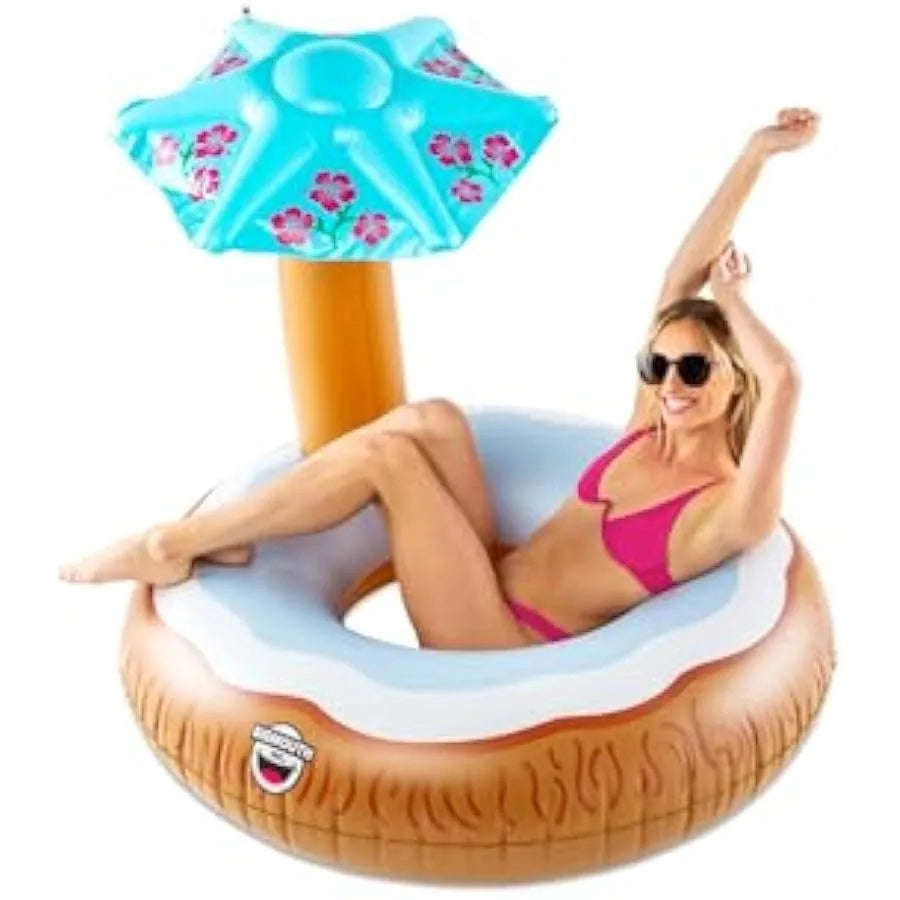 BigMouth Inc Giant Inflatable Coconut Pool Float Durable Vinyl Ring Tube Summer Party Water Floatie Patch Kit Included