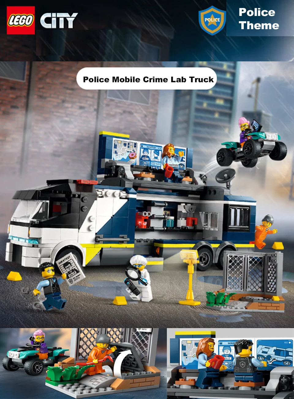LEGO 60418 City Police Mobile Crime Lab Truck Toy, Pretend Play Police Toy, Police Truck Toy for Kids Ages 7 Plus