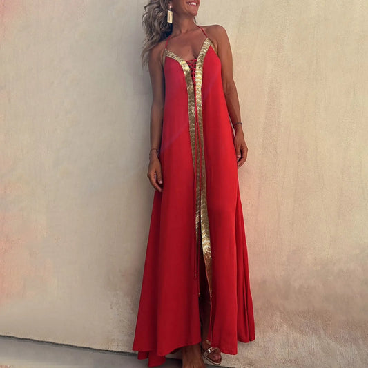 Summer Womens Boho Dresses Lace Up Halter Maxi Dress Vacation Beach Dresses Vestidos Bohemian Long Sundress платье женское