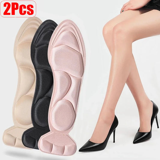 2pcs Women High-heel Shoes Insoles Inserts Heel Post Back Shoes Insoles Breathable Anti-slip Sponge Foot Care Massage Shoe Pads