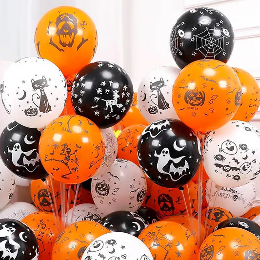 10-50pcs Halloween Balloons Large Latex Balloon Black Orange Pumpkin Spider Inflatable Balls Toys Globos Halloween Party Decor