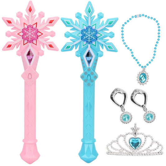 Disney girls frozen snowflake princess elsa Music Magic wand Ring crown box set Makeup Toys Birthday Christmas Gift