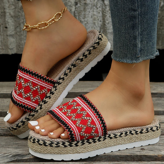 Weave Women's Slippers Platform Summer Shoes for Women 2023 New Beach Casual Heeled Sandals Bohemian Handmade Ladies Espadrilles
