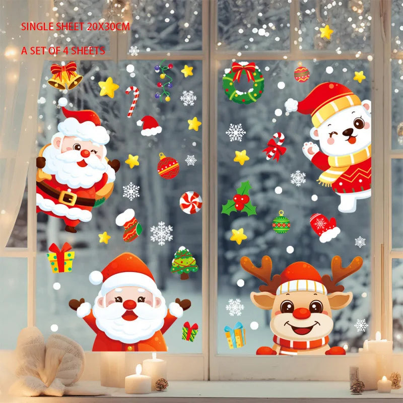 Christmas Window Sticker Merry Christmas Decorations For Home 2025 Cristmas Ornament Xmas Navidad Natal Gifts New Year 2026
