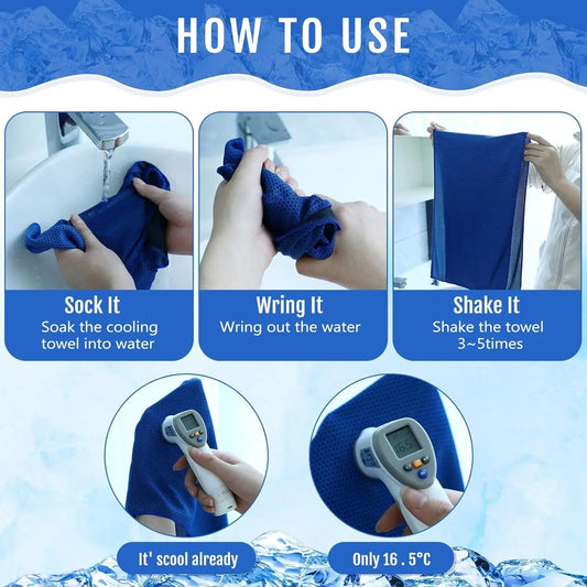 1PC Instant Cooling Microfiber Sports Towel - Absorbent, Quick-Dry & Chilling Neck Wrap for Fitness, Camping, Cycling & Hiking