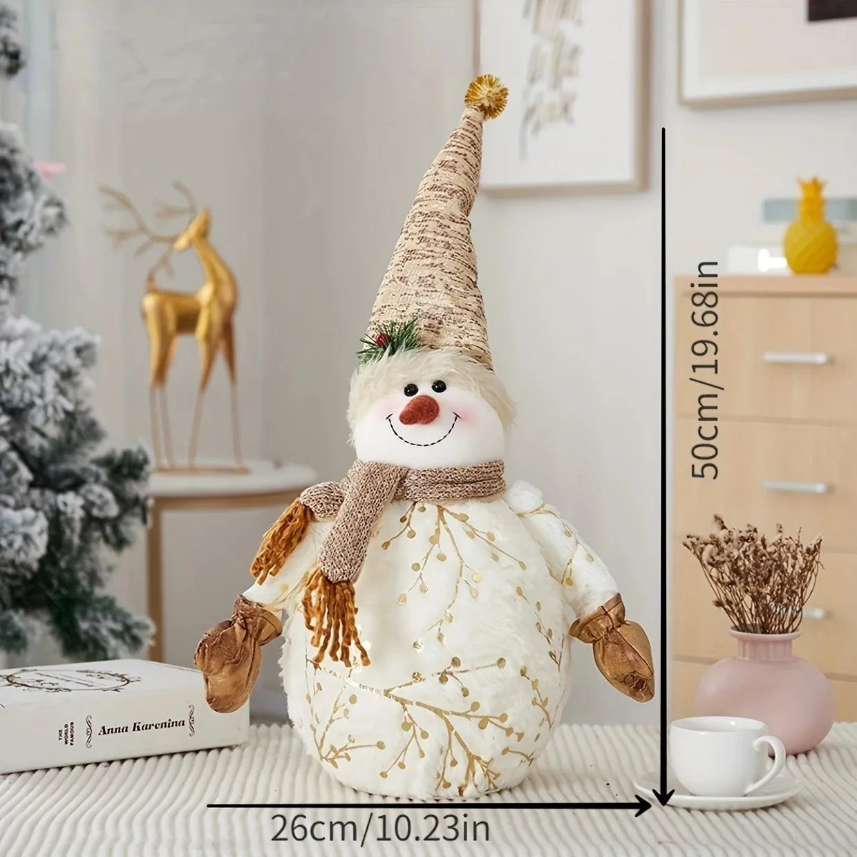 Christmas Snowman Indoor Decorations, Xmas Animated Plush-Knit Collectible Plush Doll, , Home Holiday Ornaments Snowman Doll Ch