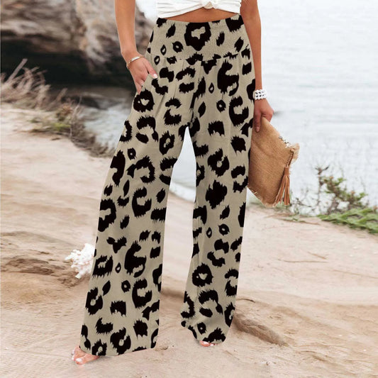 Dot Printed High Waisted Wide Leg Summer Pants For Teen Girls Women Casual Fit Palazzo Pants Beach Trendy Trouses With Pockets