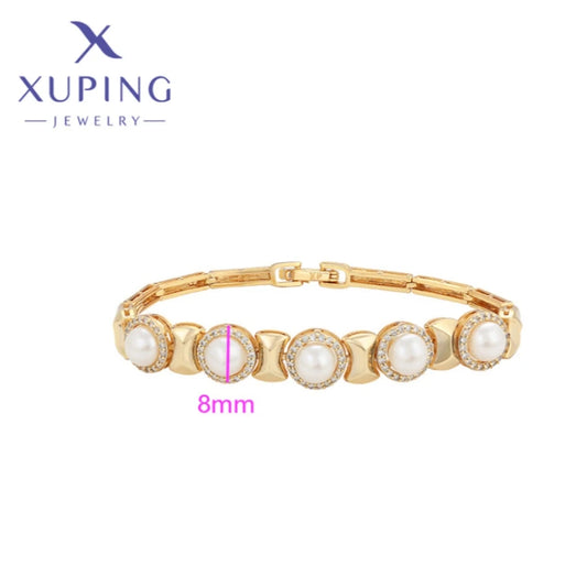 Xuping Jewelry Trendy Exquisite Elegant Geometry Shape Women's Bracelets Light Gold Color Birthday Christmas Gift X000838366