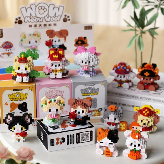 Animal Small Particle Cat Mini Building Block DIY Assembly Brick Set Educational Toy for Children 6 To 10 Year Birthday Gift Toy