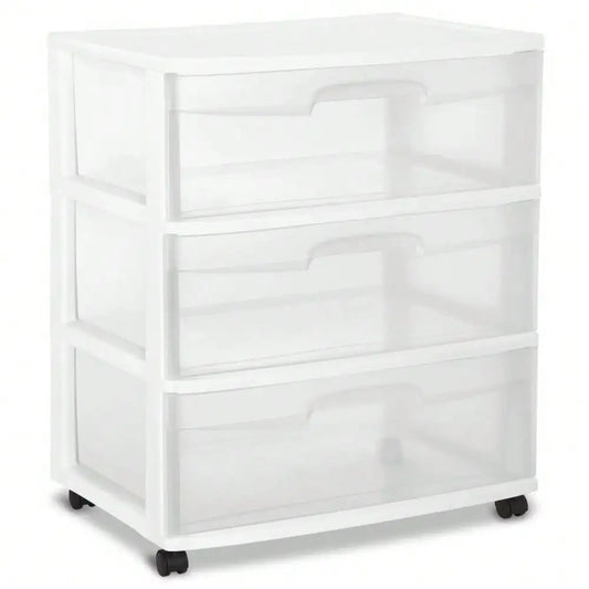 Large home 3-type drawer storage trolley, which can even be doubled as a bedside table, allows for clear identification of items