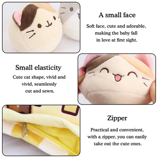 1pcs Pudding Bag Food Toy Mini Animals Balls Yellow Cat Snack Zipper Bag Decor Pillow Cushion