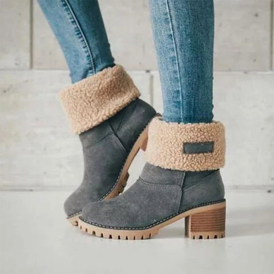Winter Boots for Women New Snow Keep Warm Fur Booties Comfort Cuffed Wool Ankle Boots Platform Wedges Cotton Shoes Mid Calf Boot