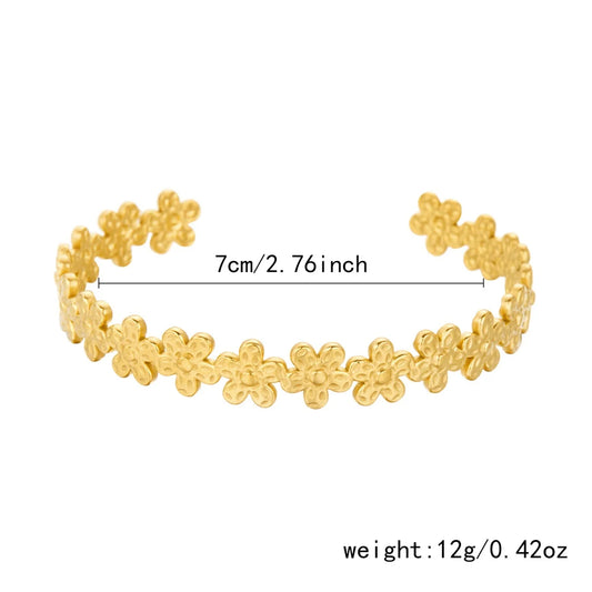 Exaggerated Metal Shell Starfish Flower Bangles Bracelets For Women Men Stainless Steel Fish Bow Heart Open Cuff Bangle Jewelry